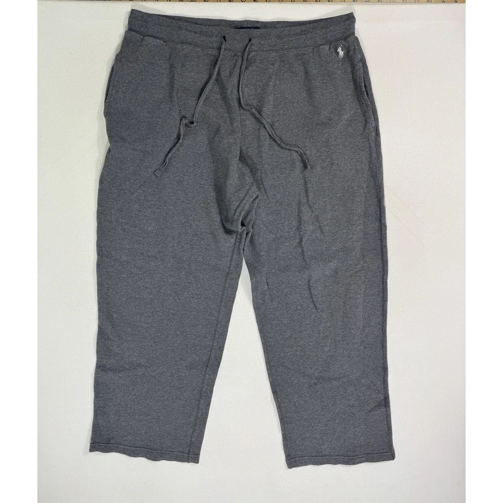 Polo Ralph Lauren Lounge Pants Men XL Gray Waffle Thermal Sleep Pajama Bottoms